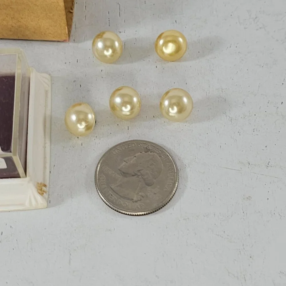 Vintage Stratton 10-Year Plate Gold Filled Fronts Faux Pearl Buttons With Box